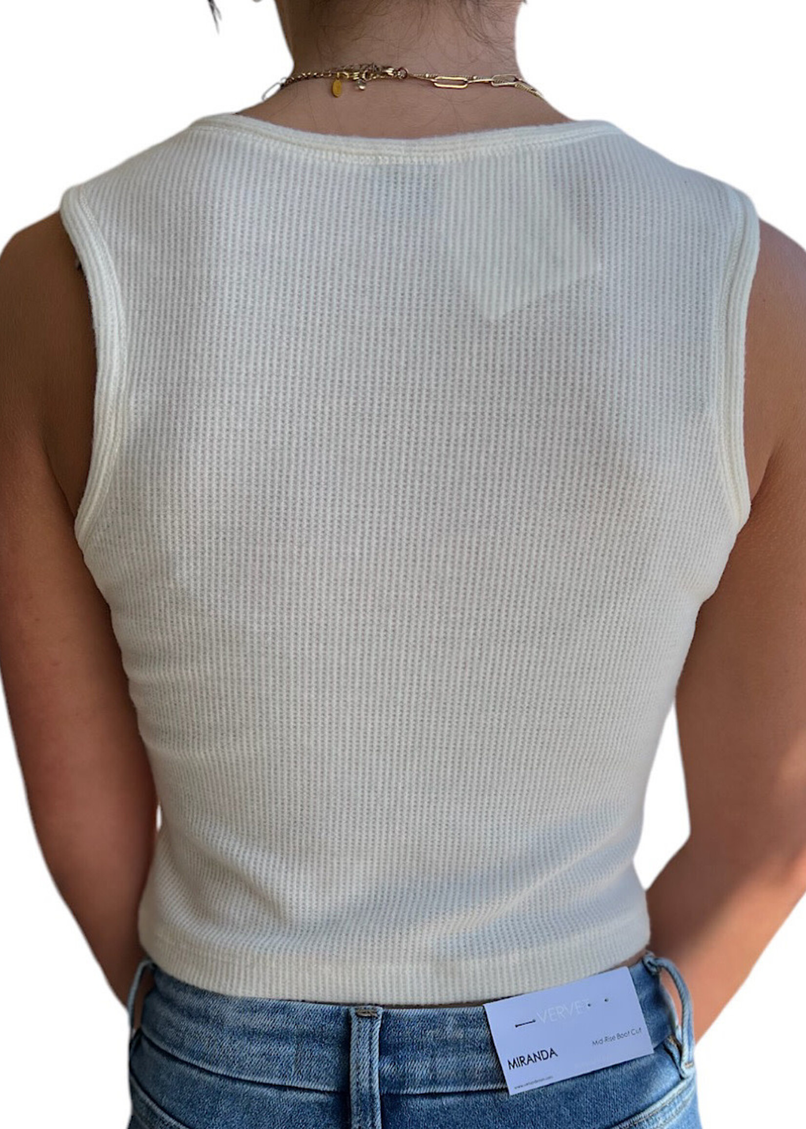 Cream Waffle Sleeveless Tank