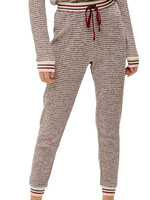Burgundy Mix Waffle Knit Jogger with Striped Bands