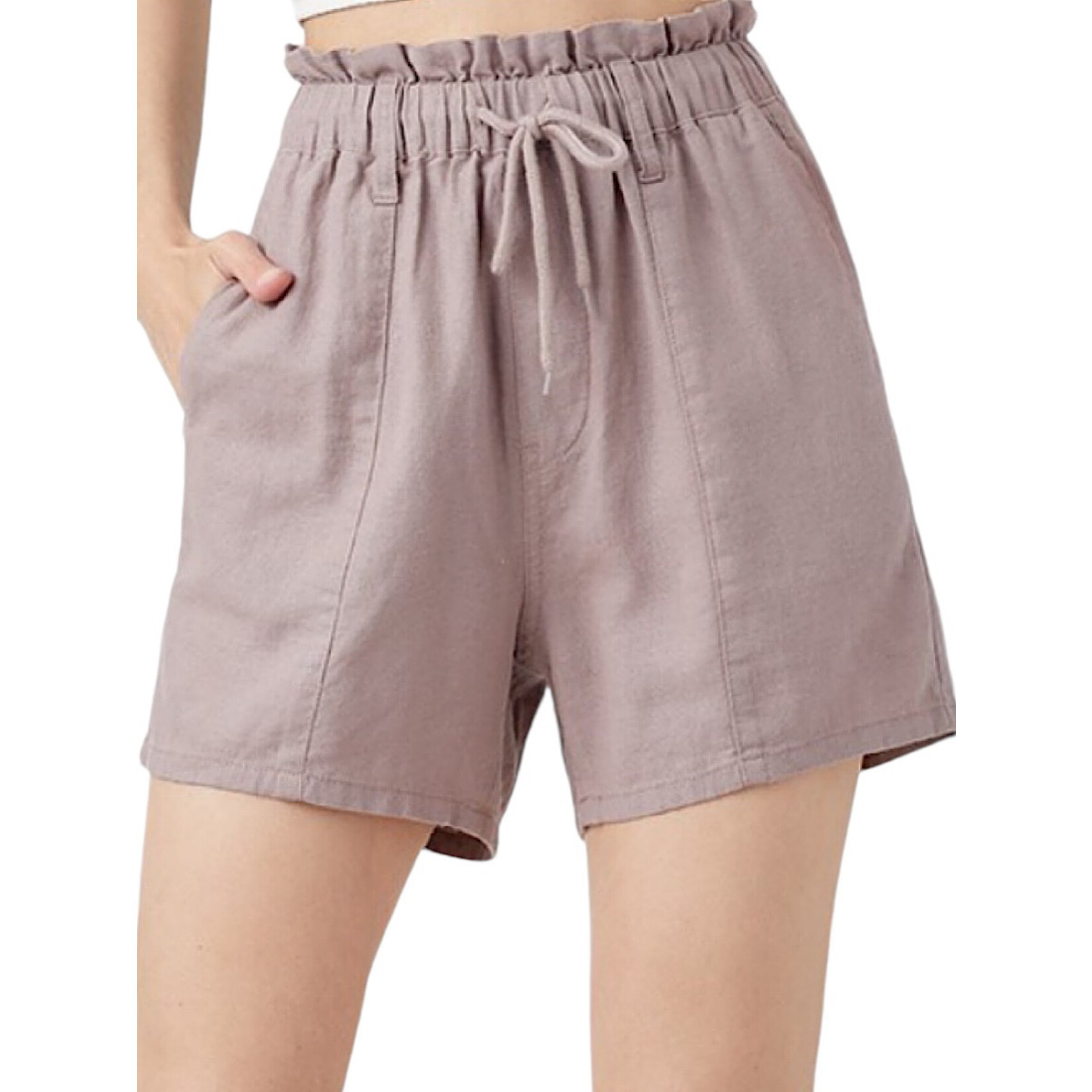 Rosy Brown Linen Pull On Short