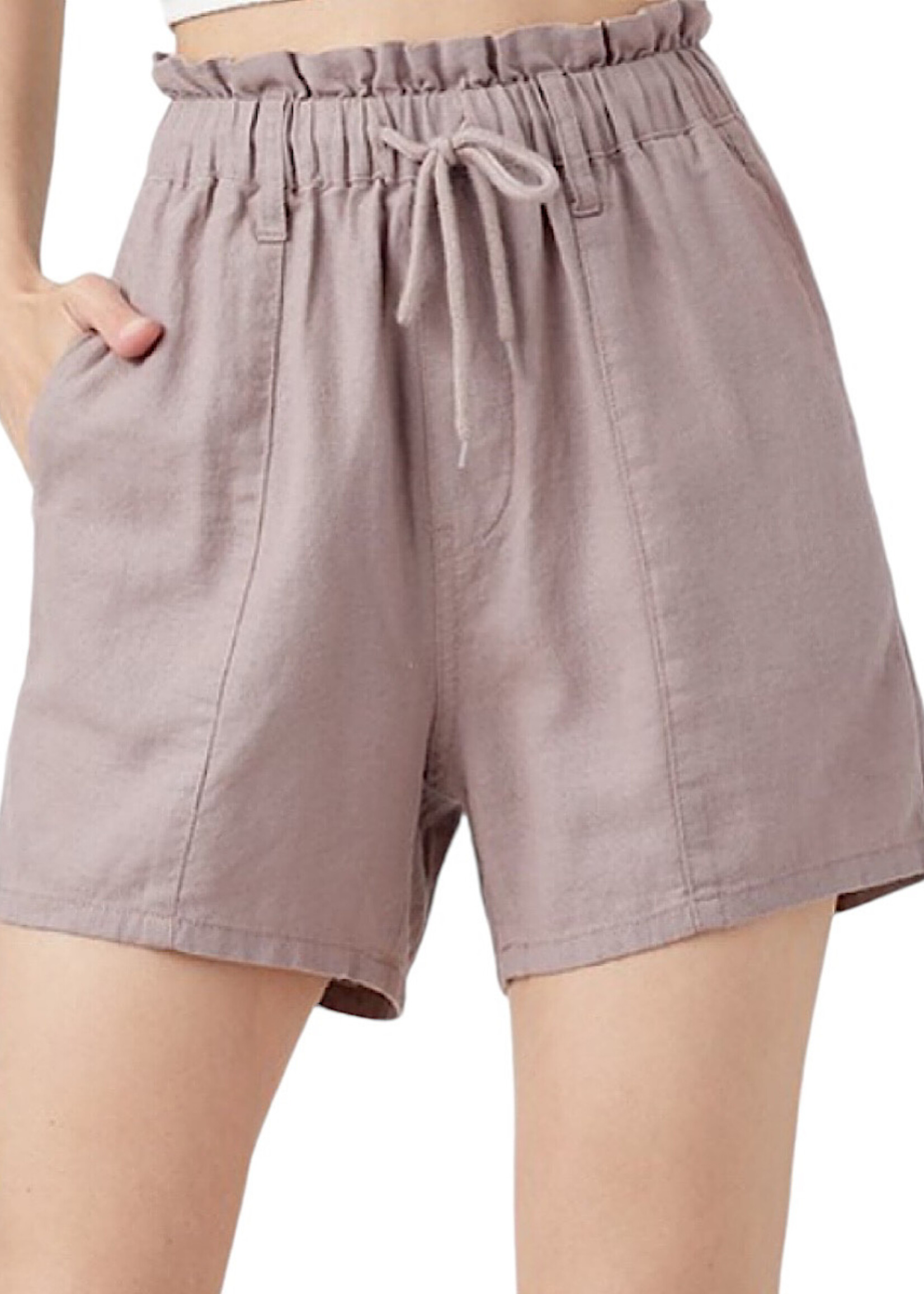 Rosy Brown Linen Pull On Short