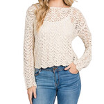 Cream Sheer Cropped Sweater Top