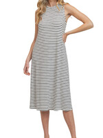 White/Black Round Neck Sleeveless Dress