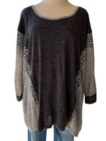 Plus Charcoal Mix Round Neck Top