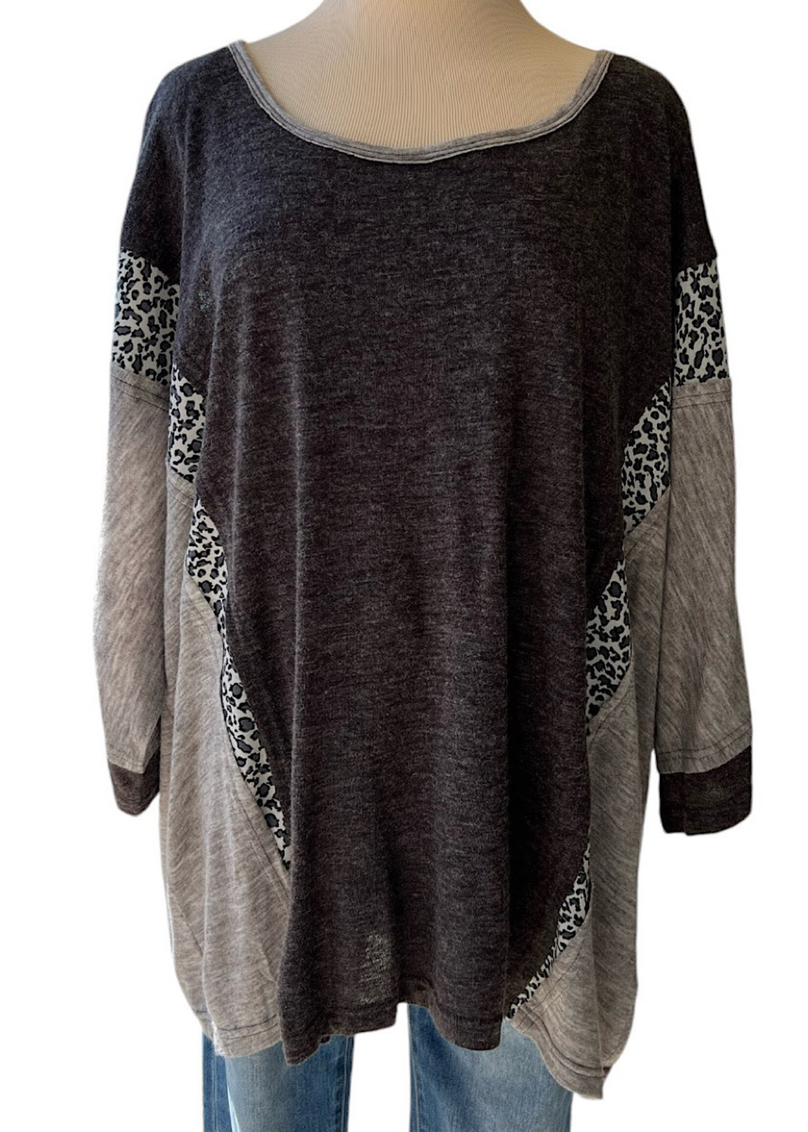 Plus Charcoal Mix Round Neck Top