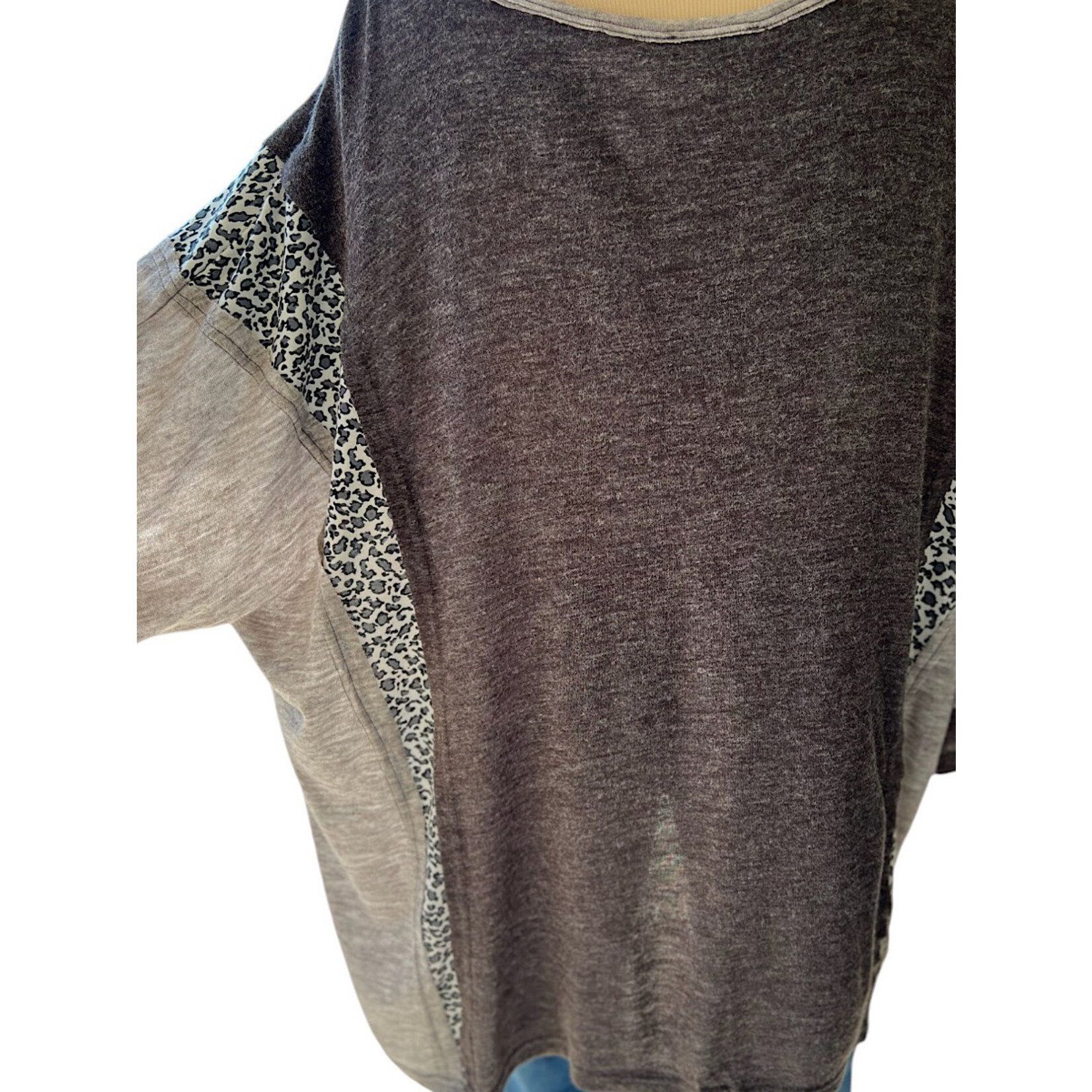 Plus Charcoal Mix Round Neck Top