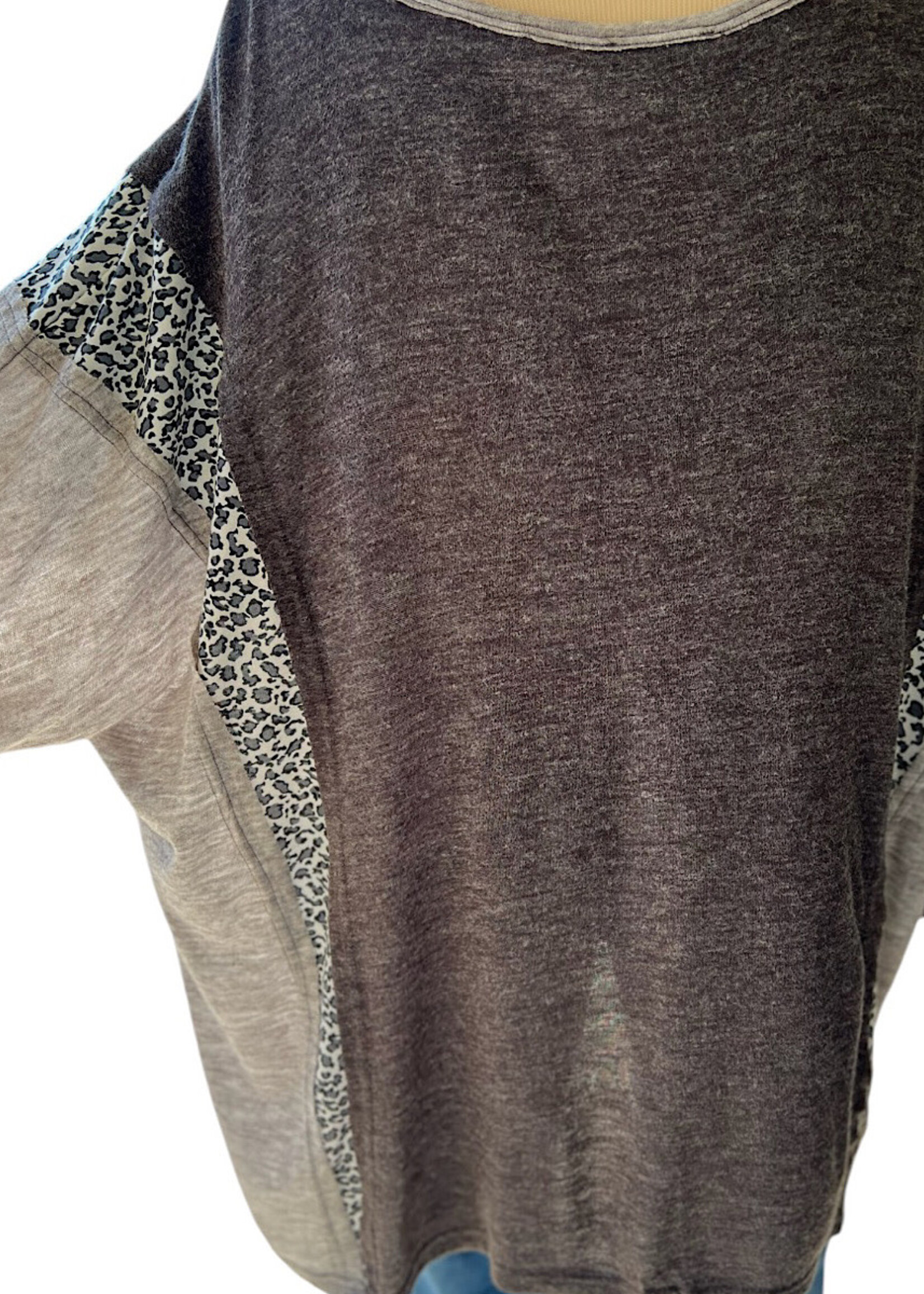 Plus Charcoal Mix Round Neck Top