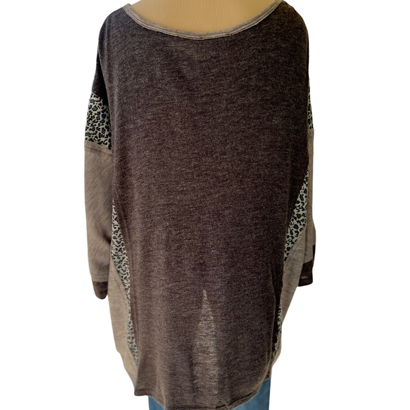 Plus Charcoal Mix Round Neck Top