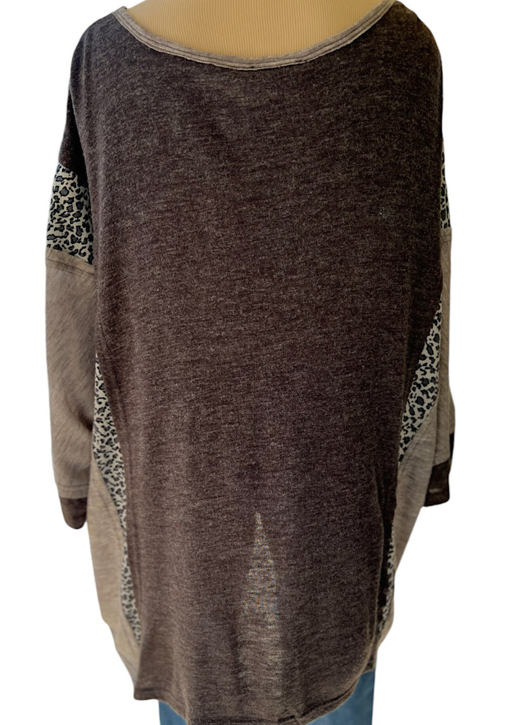 Plus Charcoal Mix Round Neck Top