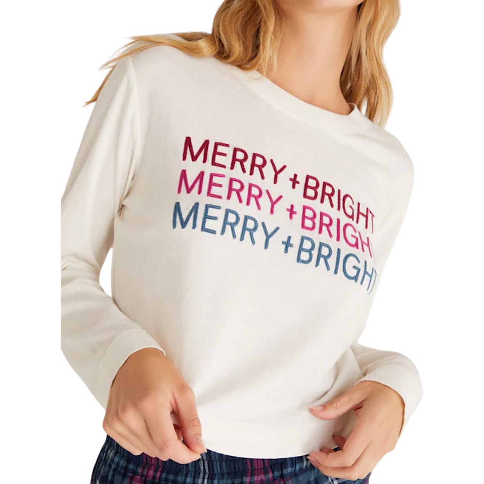 Z supply Merry & Bright LS Tee Vanilla Ice