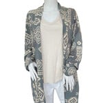 Plus Green Ethnic Print Open Front Cardigan