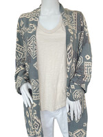 Plus Green Ethnic Print Open Front Cardigan