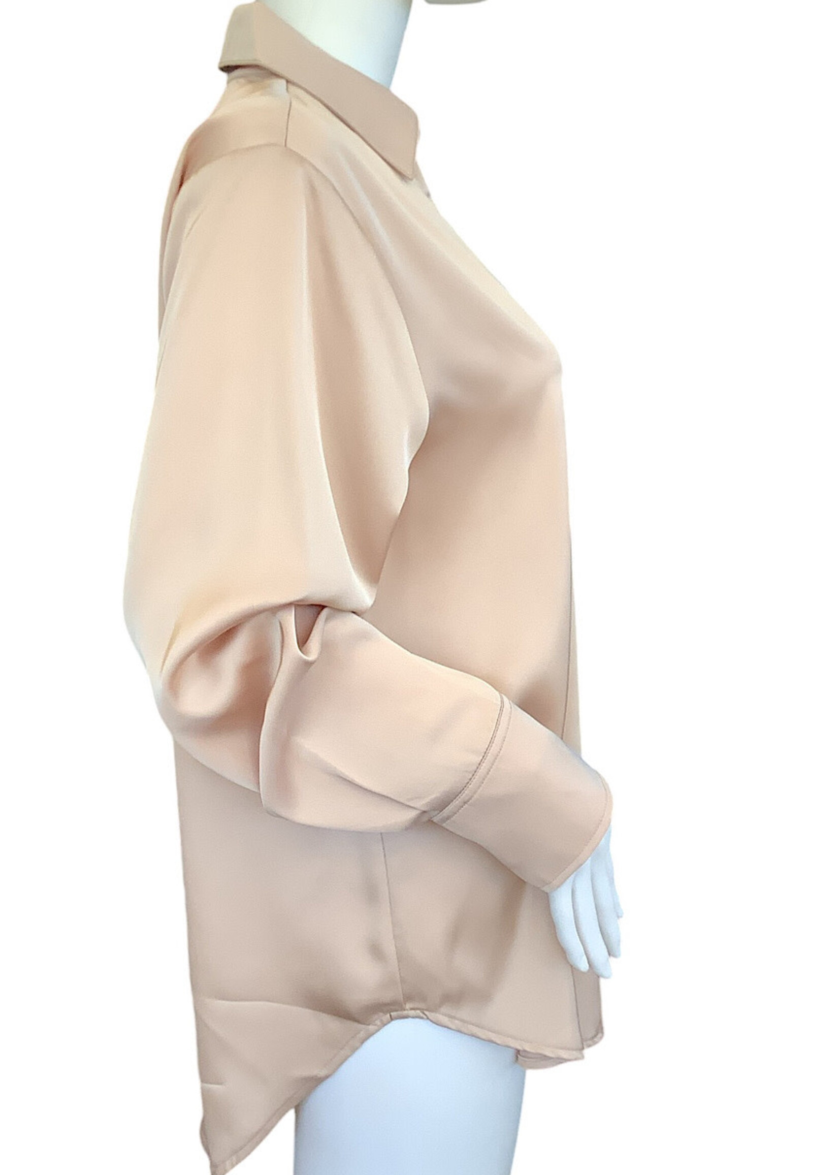 Taupe Button Up Satin Blouse