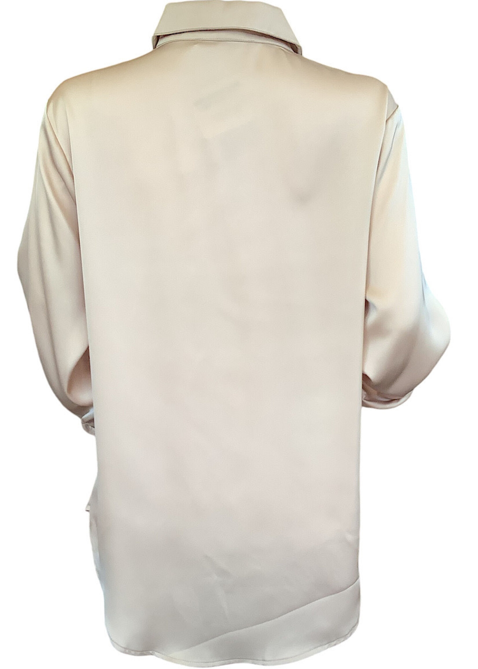 Taupe Button Up Satin Blouse