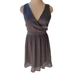Slate Grey Satin Chiffon Dress