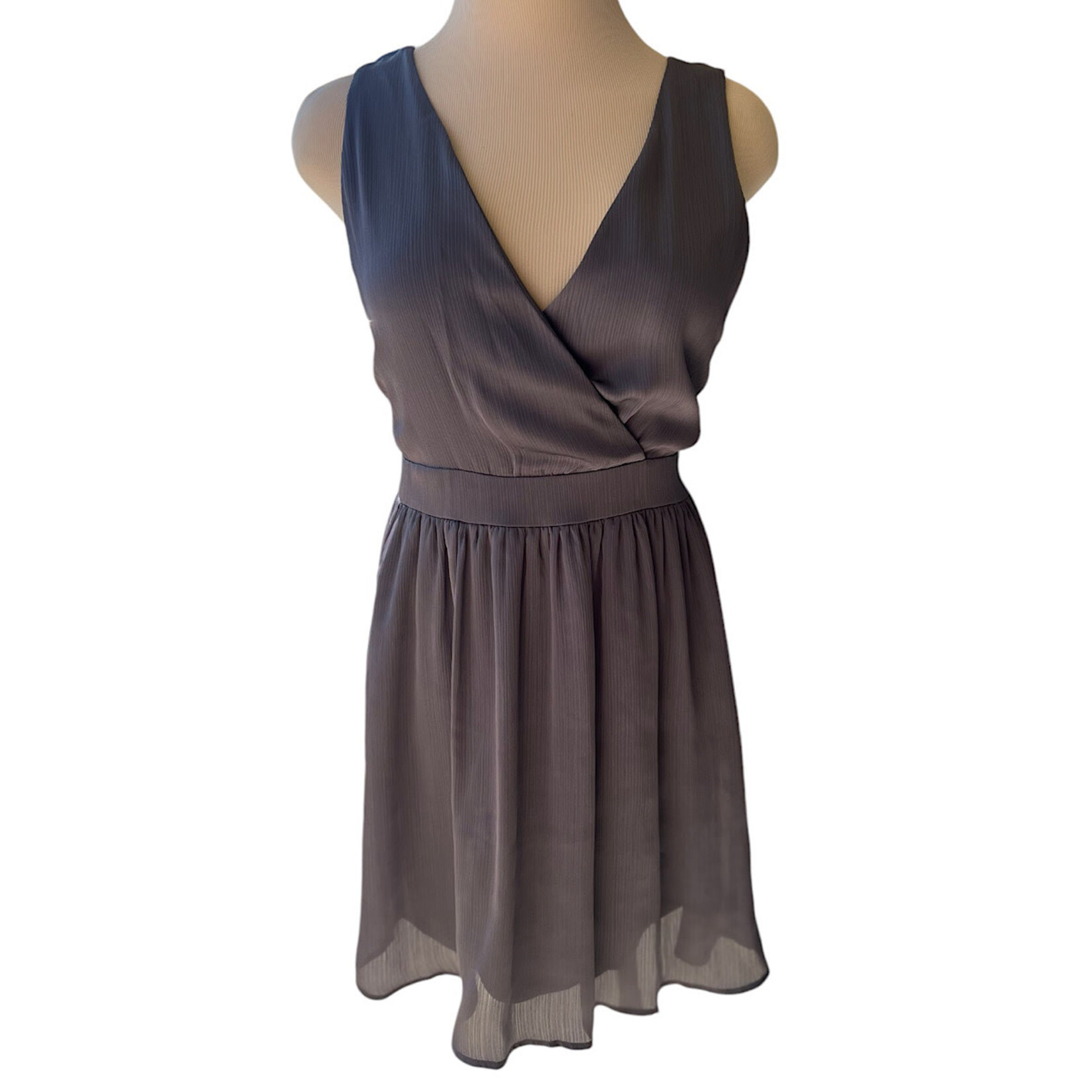 Slate Grey Satin Chiffon Dress