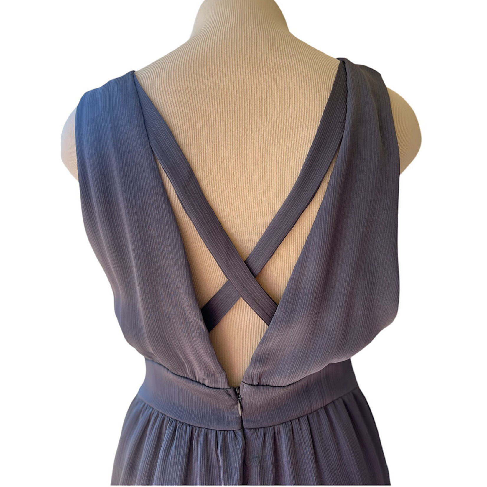 Slate Grey Satin Chiffon Dress