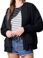 Black Drop Shoulder Bomber Jacket