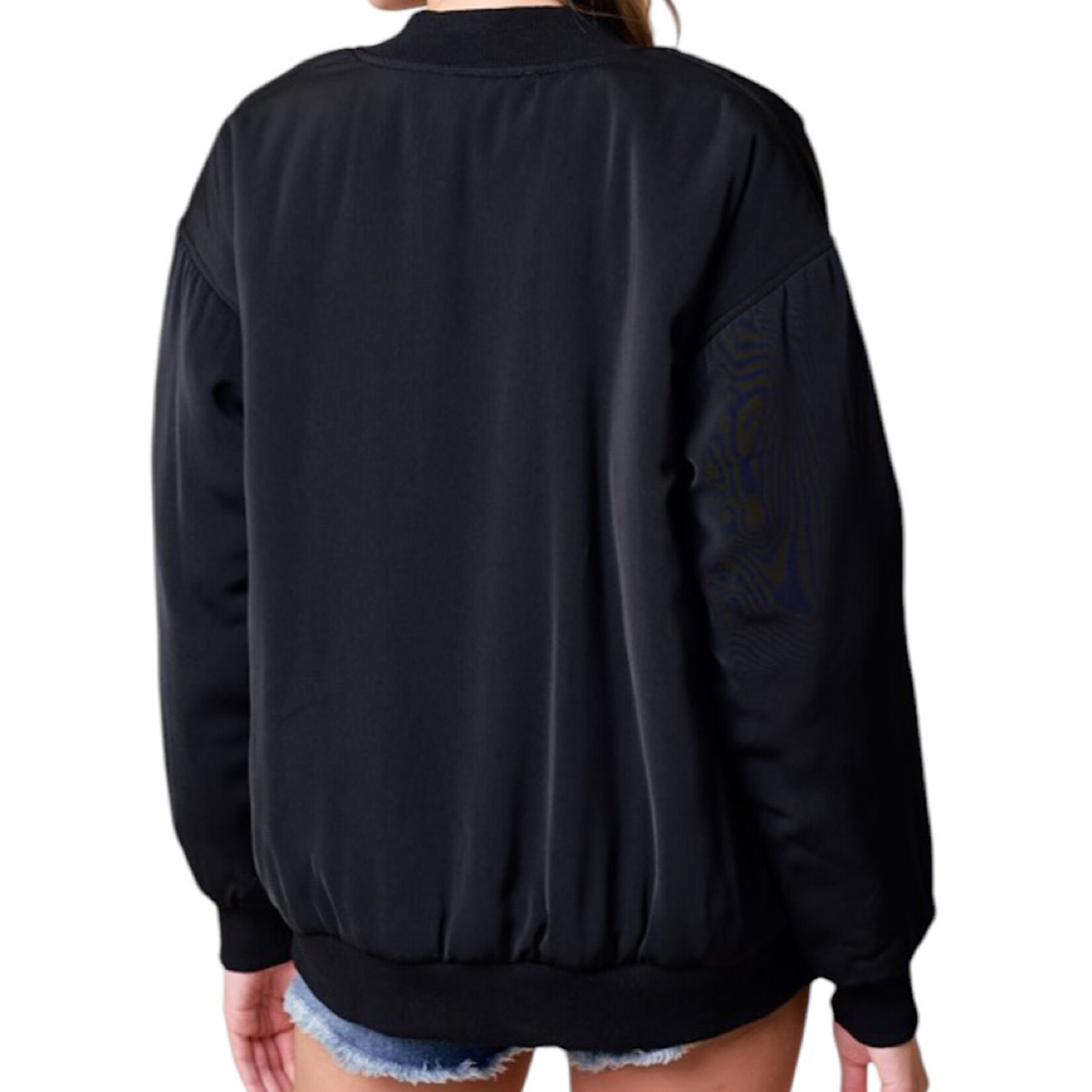 Black Drop Shoulder Bomber Jacket