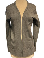 Grey Open Front Long Sleeve Cardigan