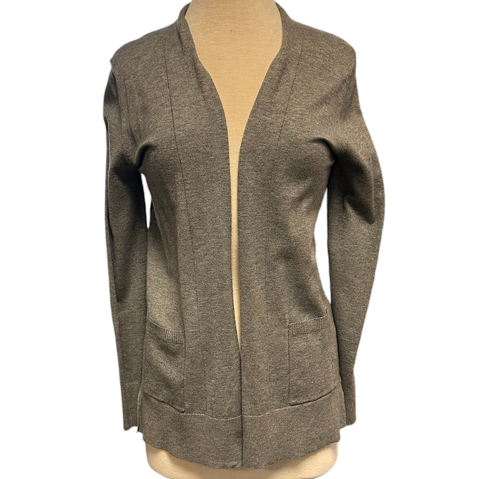 Grey Open Front Long Sleeve Cardigan