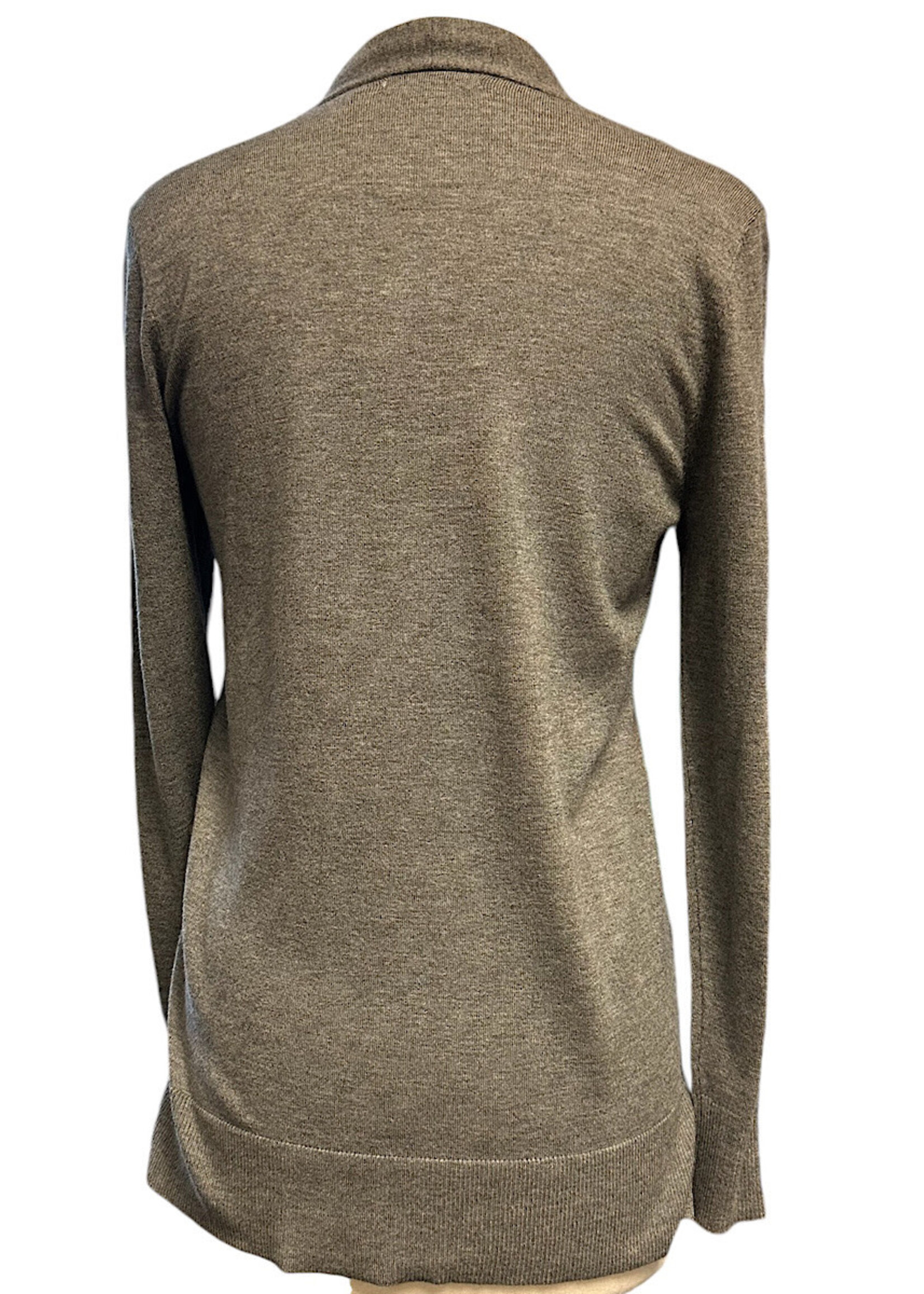 Grey Open Front Long Sleeve Cardigan
