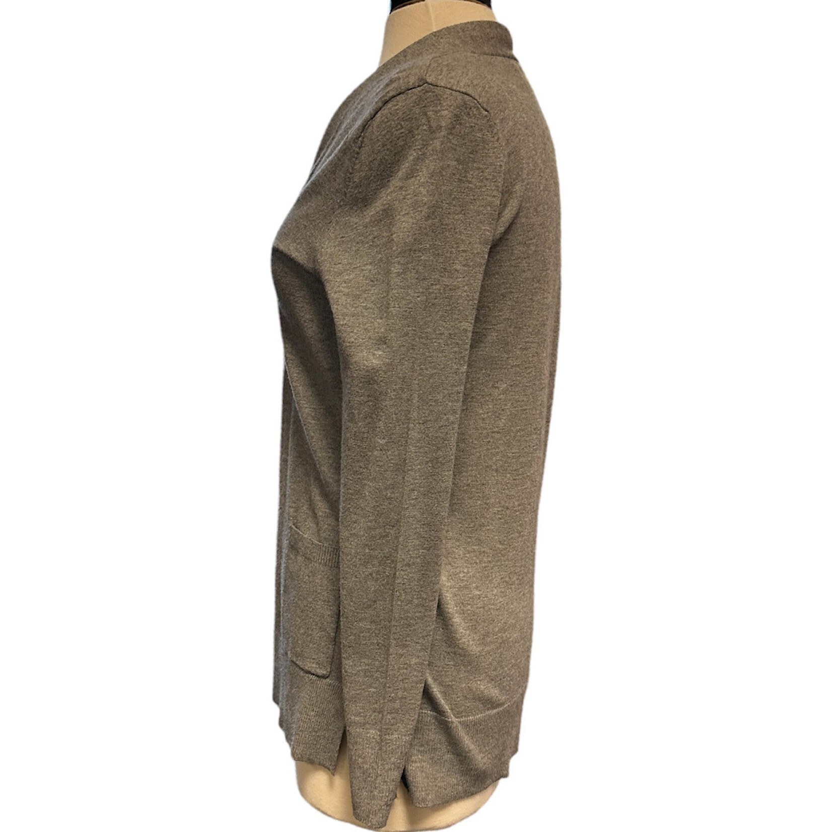 Grey Open Front Long Sleeve Cardigan