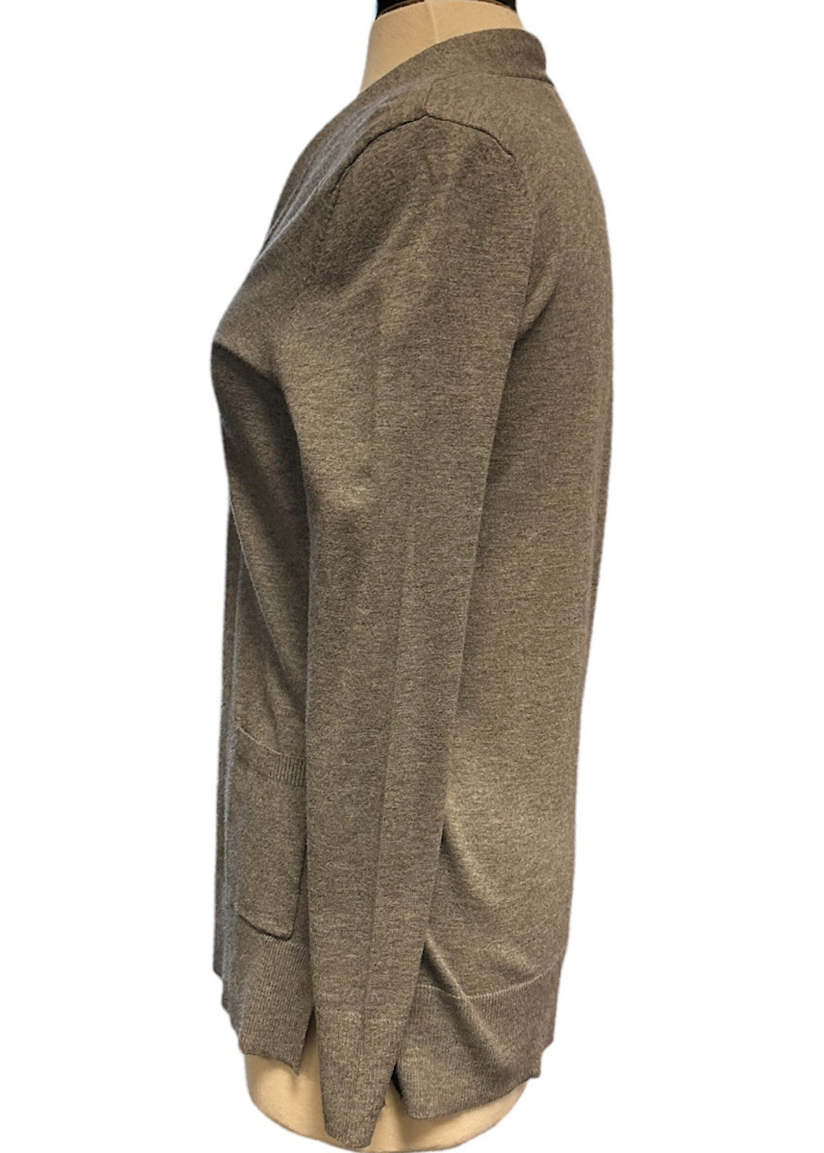 Grey Open Front Long Sleeve Cardigan