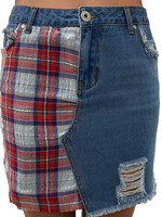 Plaid Denim Skirt