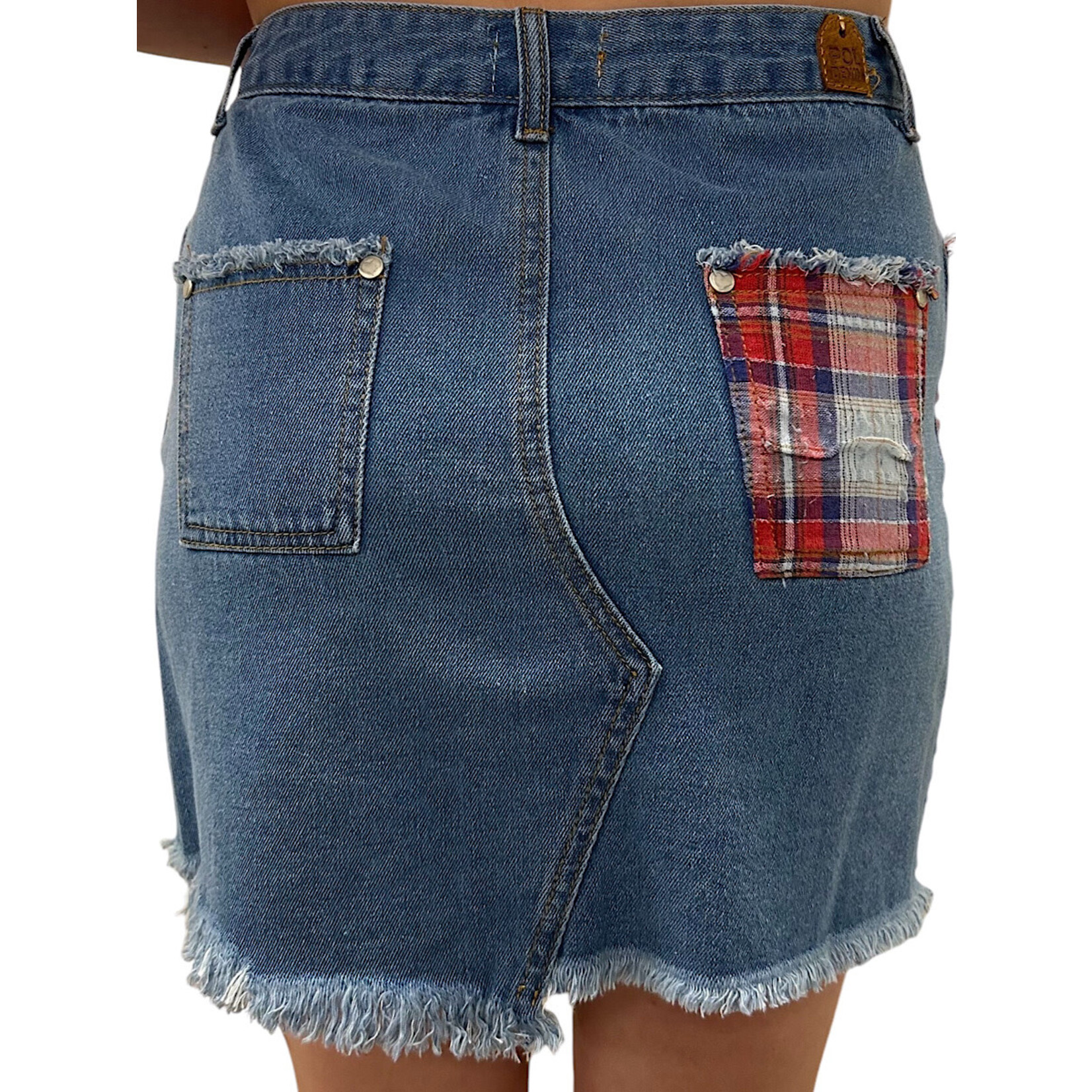 Plaid Denim Skirt