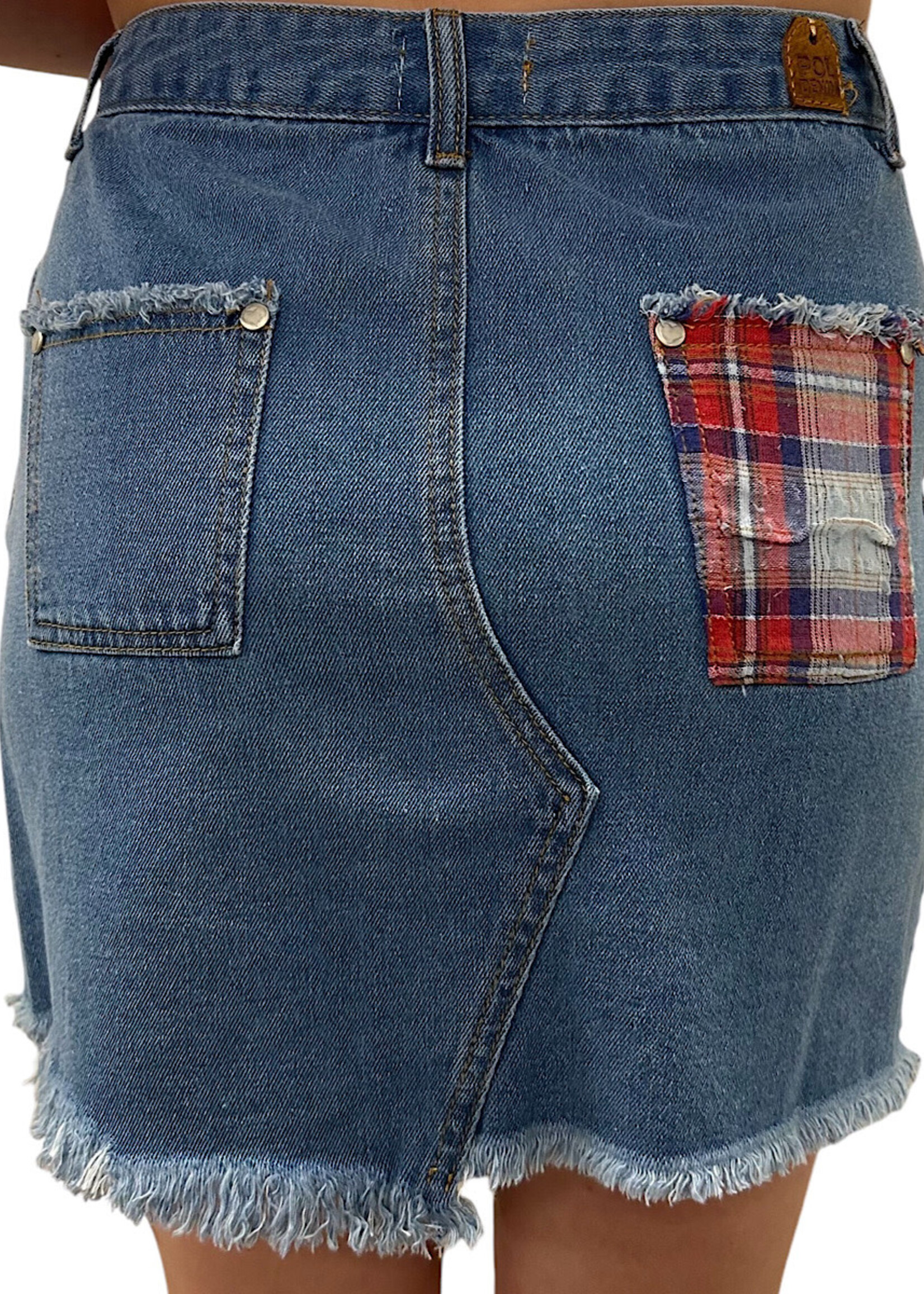 Plaid Denim Skirt