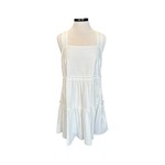 Plus Off White Square Neck Tiered Mini Sundress with Ruffles
