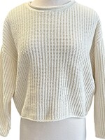 Cream Rolled Edge Knit Sweater