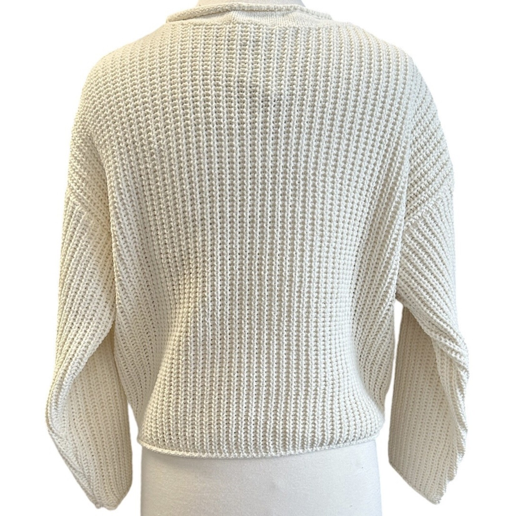 Cream Rolled Edge Knit Sweater