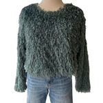 Sea Green Fuzzy Fur Crop Sweater