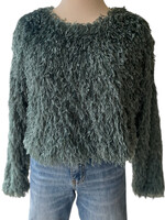 Sea Green Fuzzy Fur Crop Sweater
