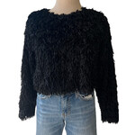 Black Fuzzy Fur Crop Sweater