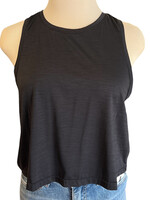 Black Racerback Flowy Cropped Tank Top