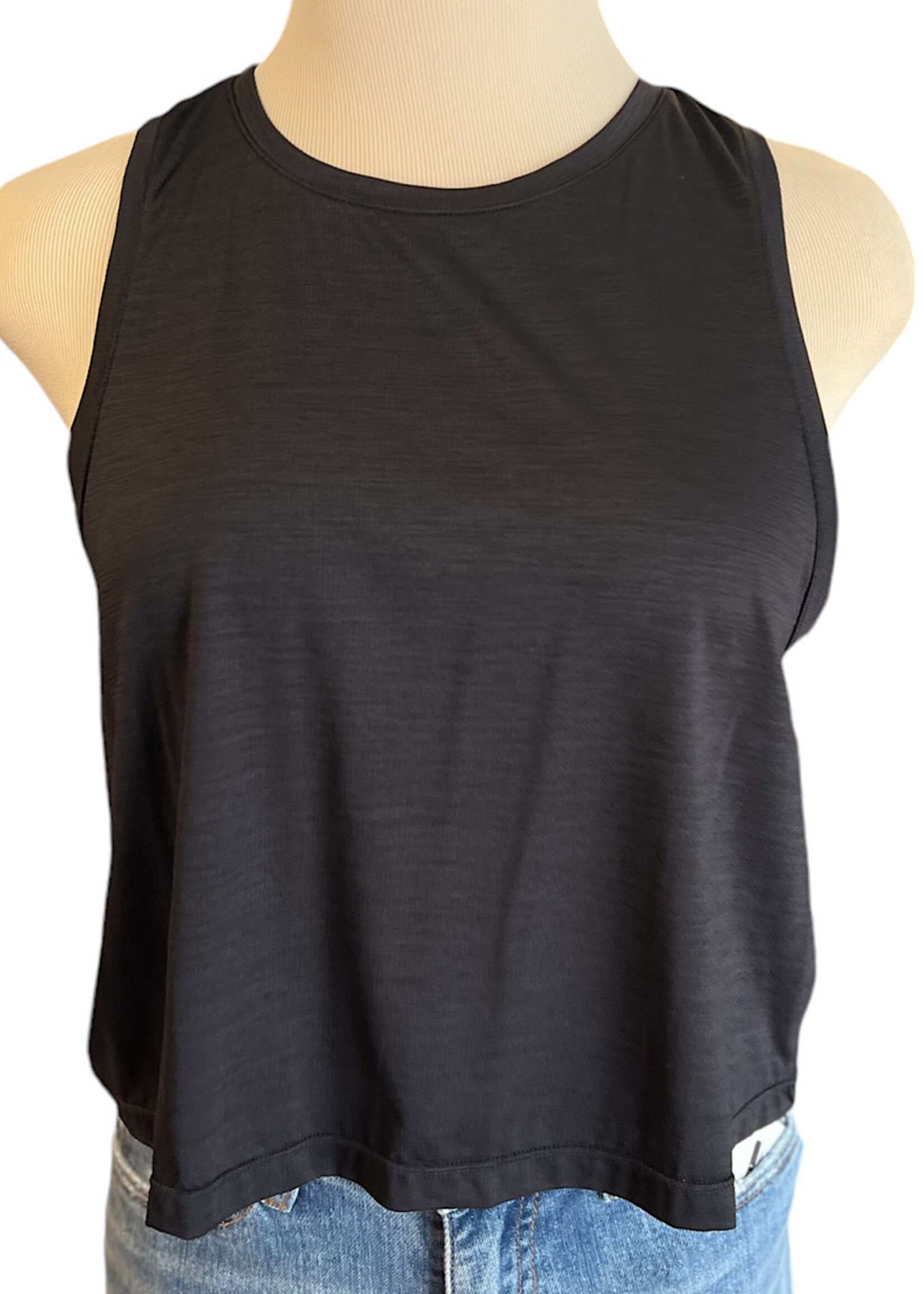 Black Racerback Flowy Cropped Tank Top