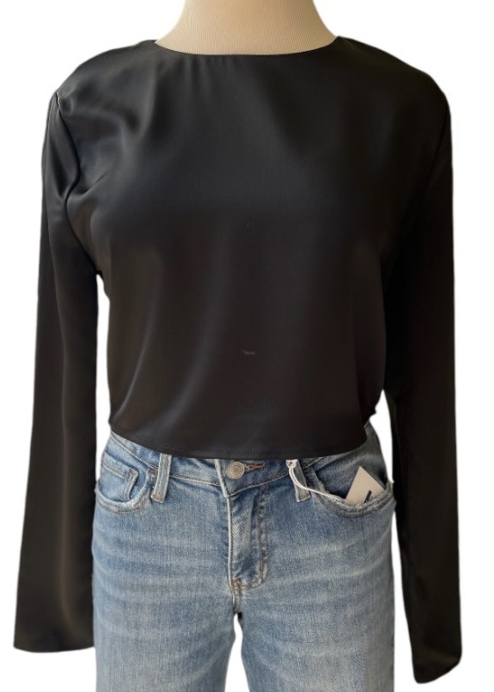 Round Neck Long Sleeve Crop Top