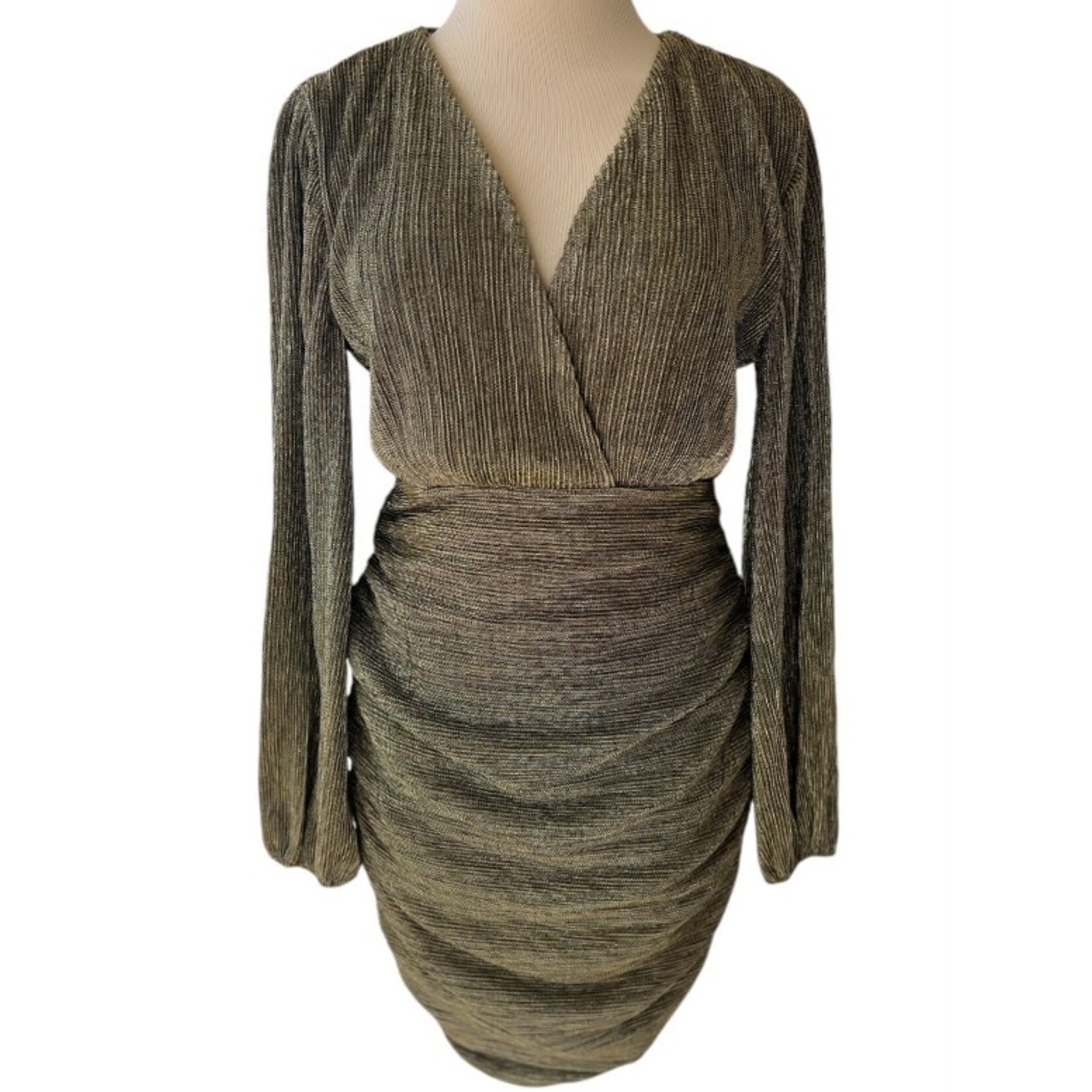 Gold Long Sleeve Mini Dress