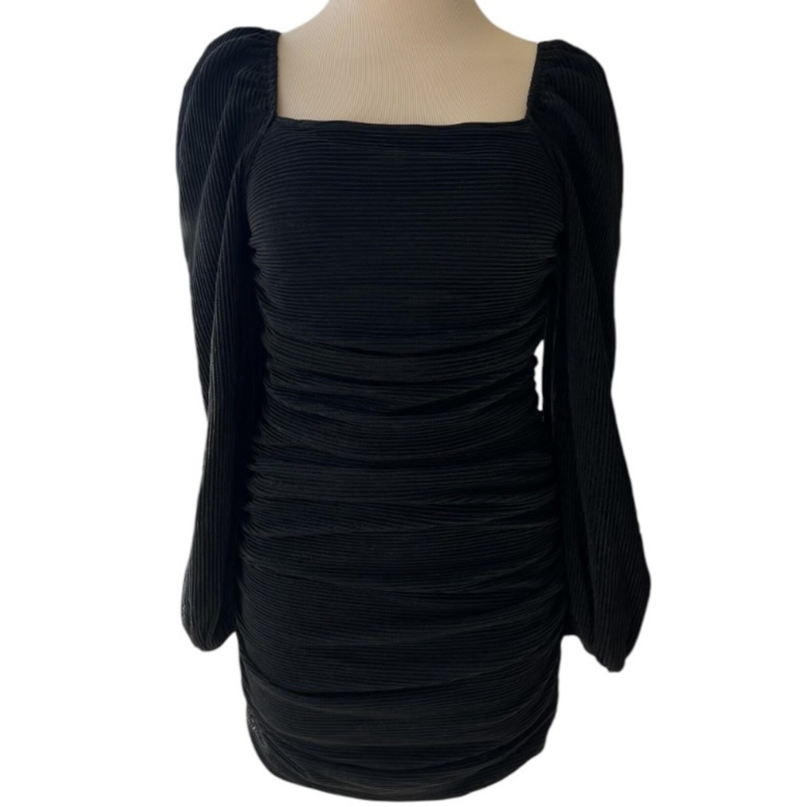 Black Ruched Mini Dress