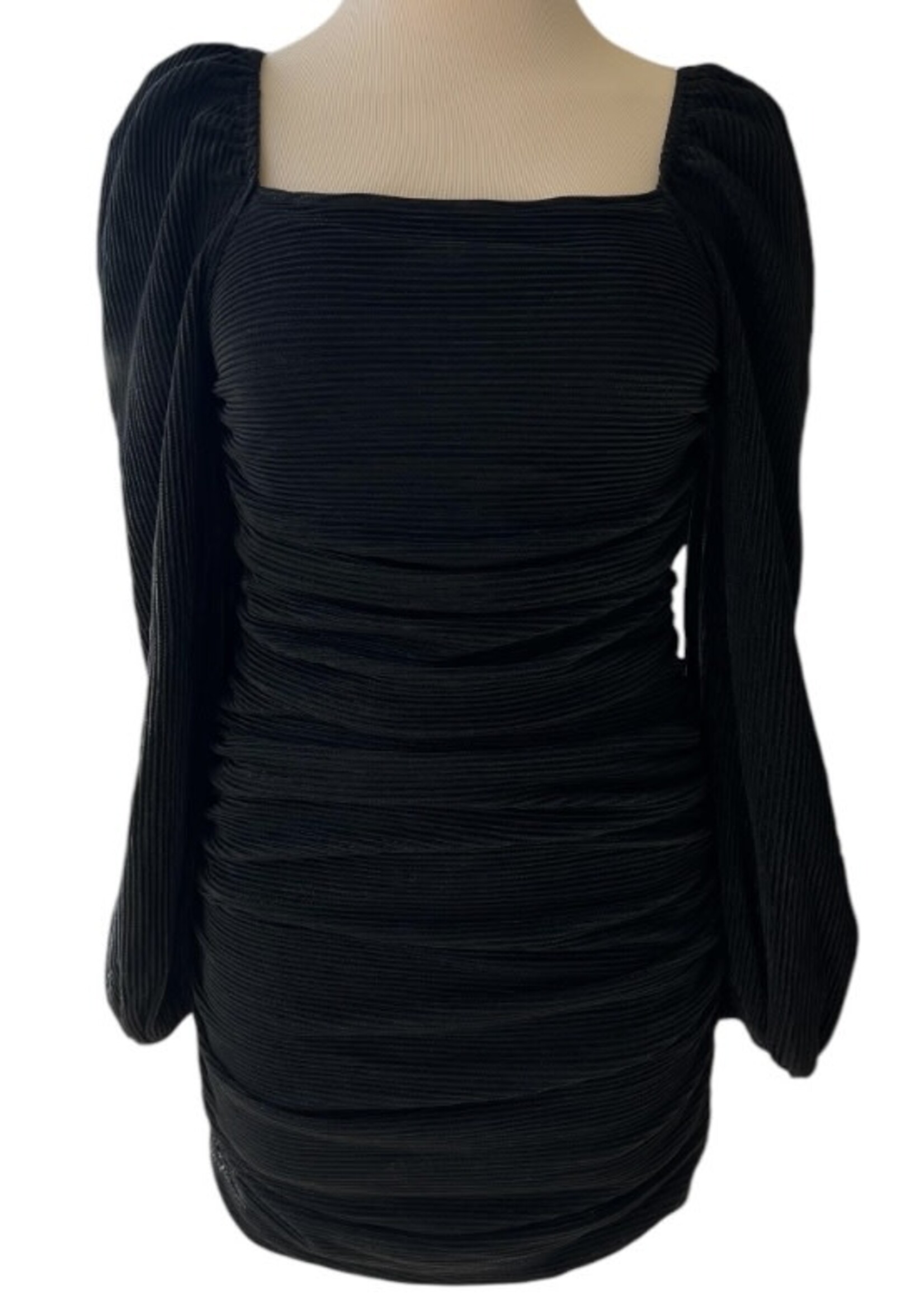 Black Ruched Mini Dress
