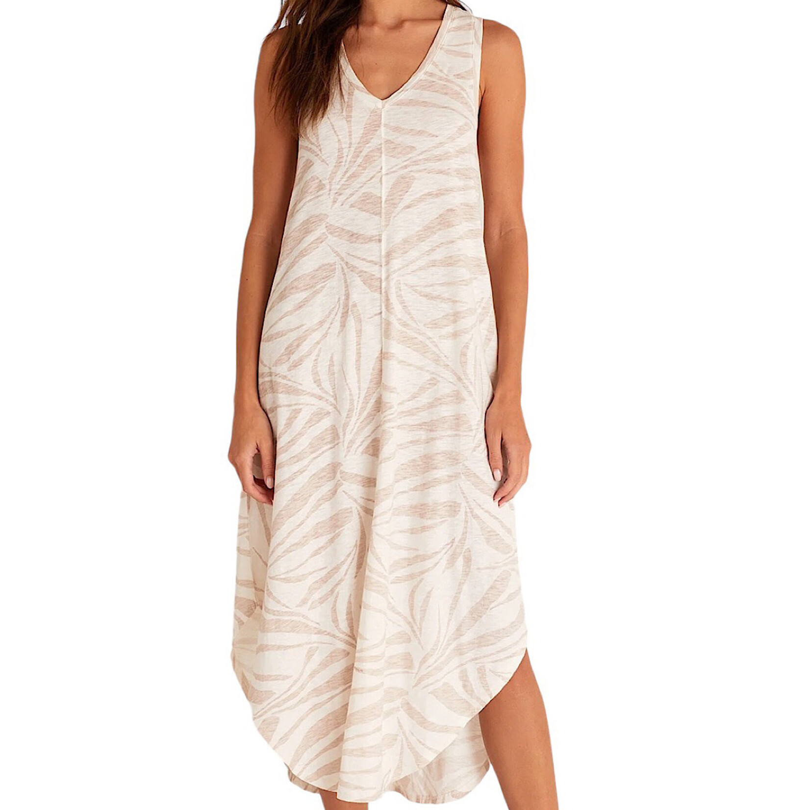 Z Supply Z Supply Reverie Tropical Zebra Dress Sand Dollar