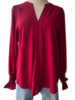 Burgundy Smocked Bubble Sleeve Top