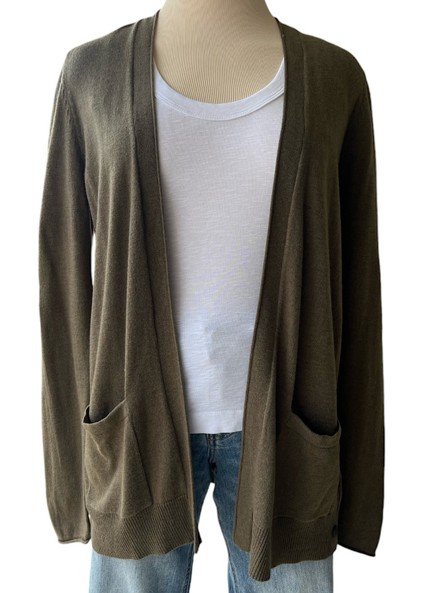 Olive Side Button Detail Cardigan