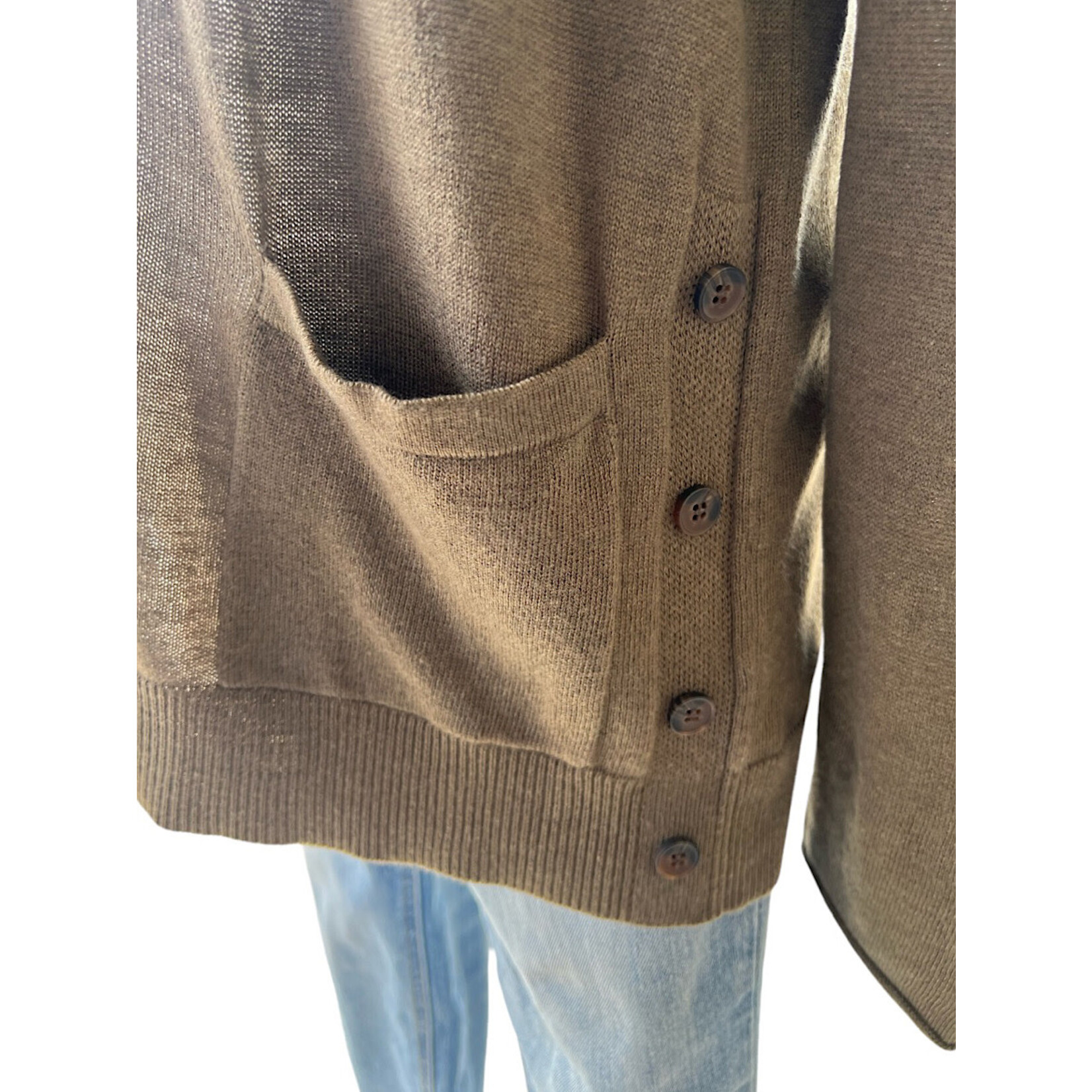 Olive Side Button Detail Cardigan