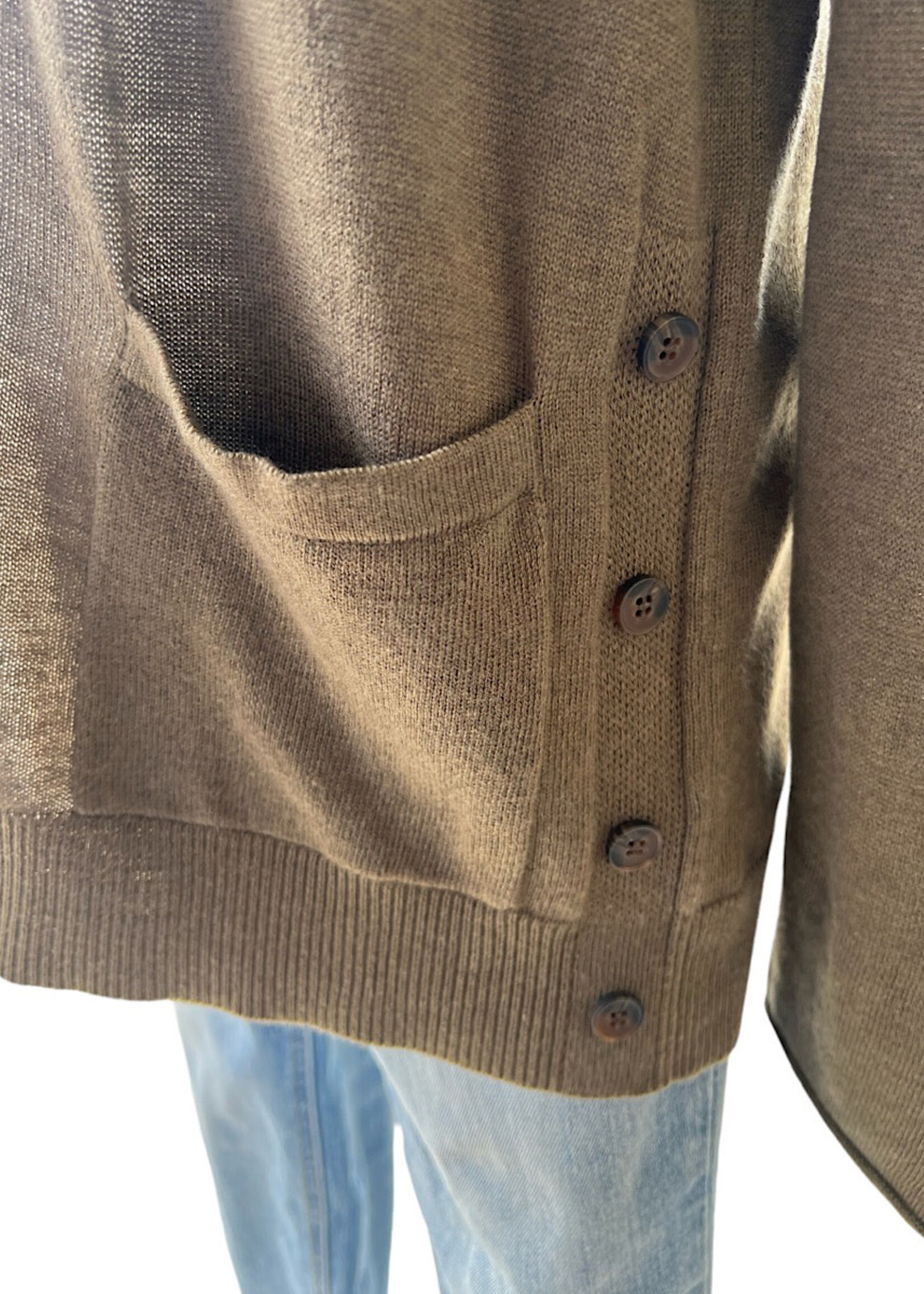 Olive Side Button Detail Cardigan