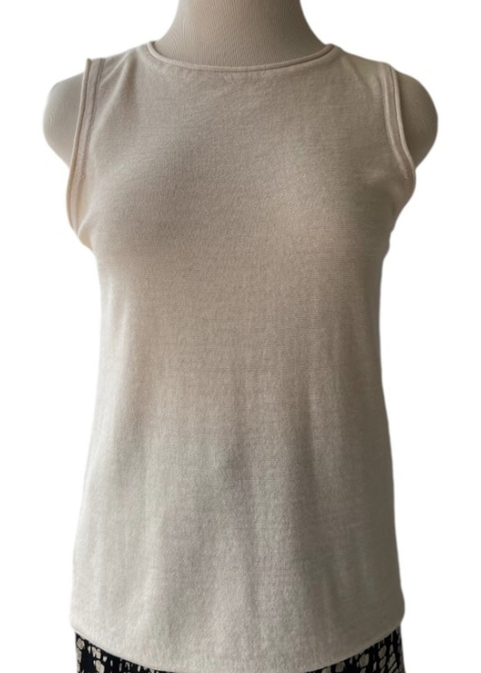 Oatmeal Crew Neck Sleeveless Sweater Tank Top