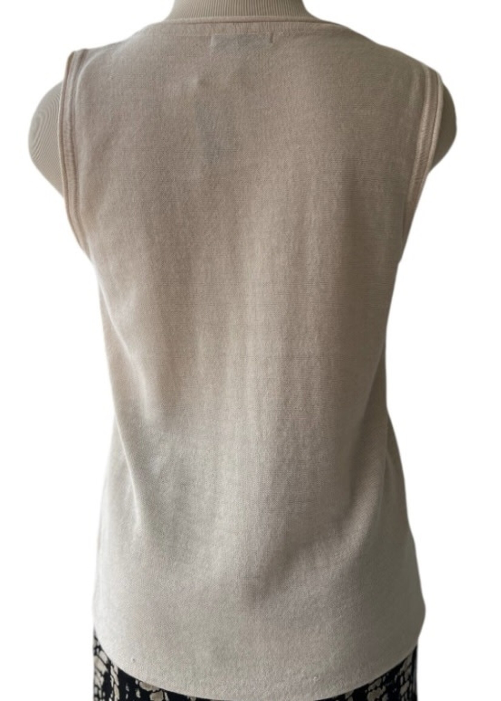 Oatmeal Crew Neck Sleeveless Sweater Tank Top