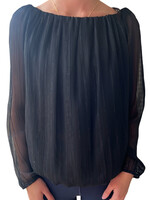 Black Shimmer Off Shoulder Blouse
